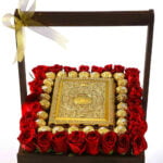 Golden Holy Quran with roses